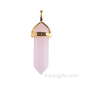 Collier pendentif en cristal Rose Hexagone plaqué or pour pendentif de bijoux de fille